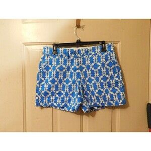 Crown And Ivy Blue With White Seahorse Shorts Size 4 Button  4 Pockets 5" Inseam